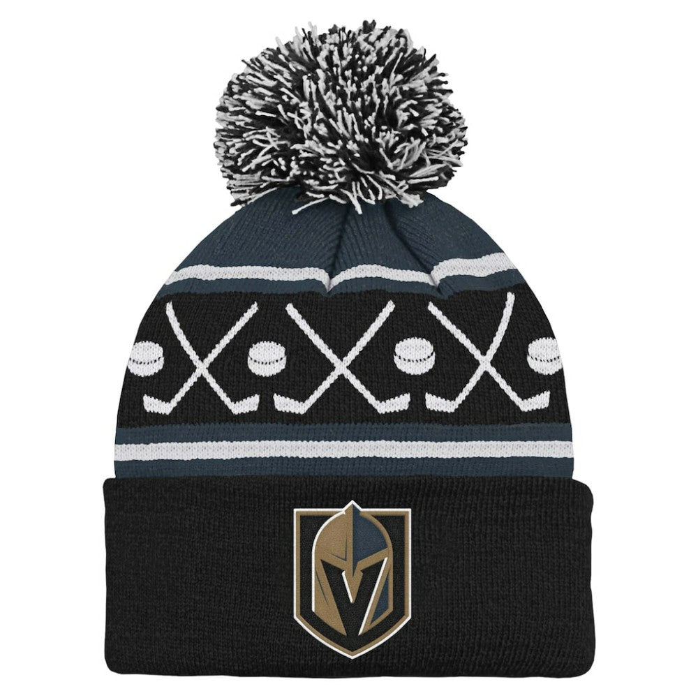 Vegas Golden Knights Preschool Faceoff Cuffed Knit Hat with Pom - NHL Hats