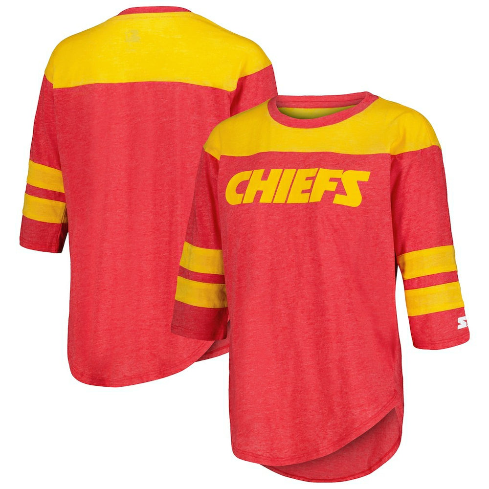 Kansas City Chiefs Starter Women's Fullback Tri-Blend 3/4-Sleeve T-Shirt | NFL Online