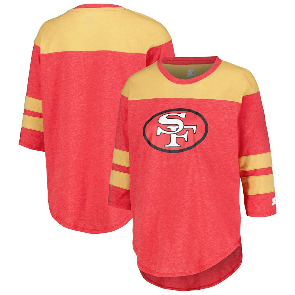 San Francisco 49ers Starter Women's Fullback Tri-Blend 3/4-Sleeve T-Shirt | NFL Sale
