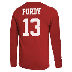 San Francisco 49ers Brock Purdy Majestic Threads Name & Number Long Sleeve T-Shirt | NFL Outlet