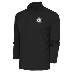 Charcoal Philadelphia 76ers Antigua Metallic Logo Tribute Quarter-Zip Pullover | NBA