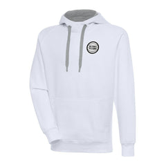 White Detroit Pistons Antigua Metallic Logo Victory Pullover Hoodie sale | NBA