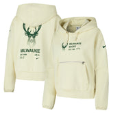 Cream Milwaukee Bucks Women's Courtside Standard Issue Performance Pullover Hoodie | NBA