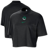 Black Boston Celtics Women's Courtside Mock Neck Loose Fit Cropped T-Shirt | NBA
