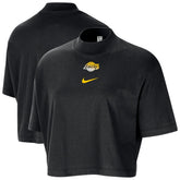 Black Los Angeles Lakers Women's Courtside Mock Neck Loose Fit Cropped T-Shirt | NBA
