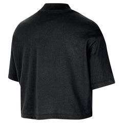 Black Chicago Bulls Women's Courtside Mock Neck Loose Fit Cropped T-Shirt sale | NBA
