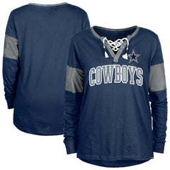 Dallas Cowboys Women's Lace-Up Notch-Neck Long Sleeve T-Shirt | NFL On sale