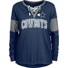 Dallas Cowboys Women's Lace-Up Notch-Neck Long Sleeve T-Shirt | NFL On sale