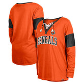 Cincinnati Bengals Women's Lace-Up Notch-Neck Long Sleeve T-Shirt | NFL Online