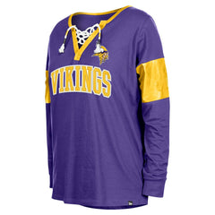 Minnesota Vikings Women's Lace-Up Notch-Neck Long Sleeve T-Shirt | NFL Outlet