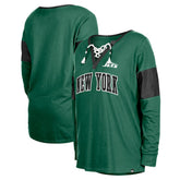 New York Jets Women's Lace-Up Notch-Neck Long Sleeve T-Shirt | NFL US