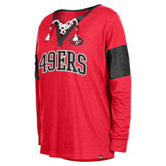 San Francisco 49ers Women's Lace-Up Notch-Neck Long Sleeve T-Shirt | NFL New