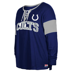 Indianapolis Colts Women's Plus Size Lace-Up Notch Neck Long Sleeve T-Shirt | NFL Discount