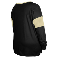 New Orleans Saints Women's Plus Size Lace-Up Notch Neck Long Sleeve T-Shirt | NFL Online