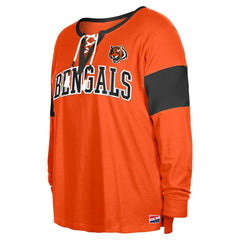 Cincinnati Bengals Women's Plus Size Lace-Up Notch Neck Long Sleeve T-Shirt | NFL On sale