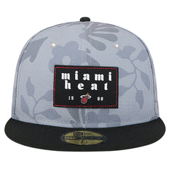 Gray Miami Heat Palm Fronds 2-Tone 59FIFTY Fitted Hat | NBA