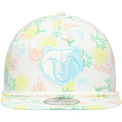 White Memphis Grizzlies Palm Trees and Waves Golfer Adjustable Hat | NBA