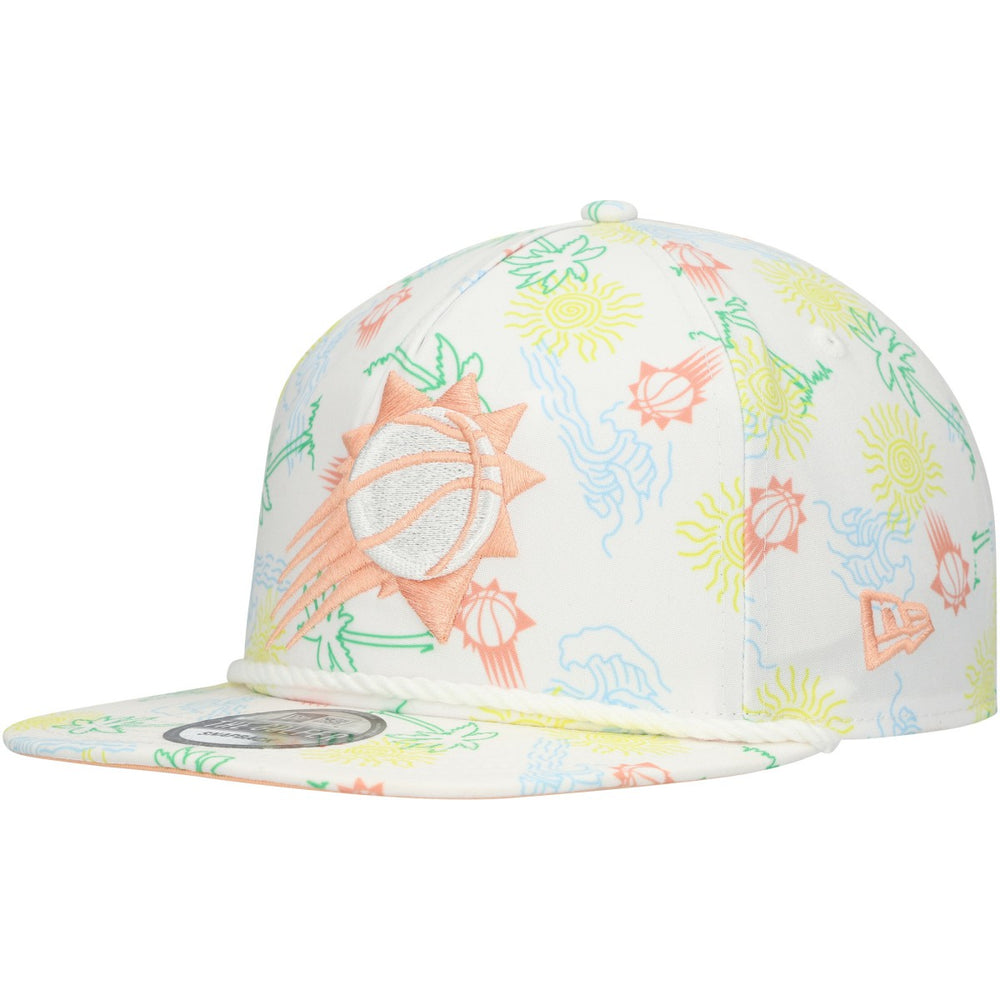 White Phoenix Suns Palm Trees and Waves Golfer Adjustable Hat | NBA