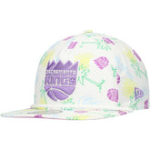 White Sacramento Kings Palm Trees and Waves Golfer Adjustable Hat | NBA