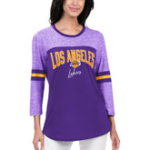 Purple Los Angeles Lakers G-III 4Her by Carl Banks Women's Play the Game 3/4-Sleeve T-Shirt | NBA
