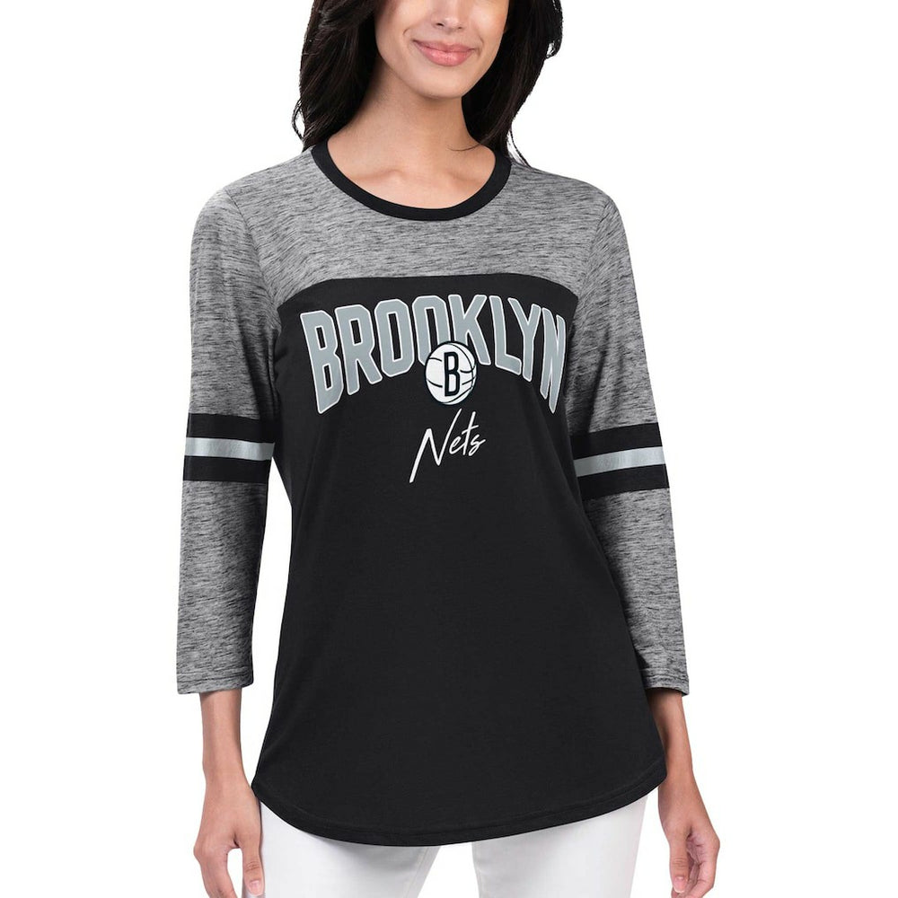 Black Brooklyn Nets G-III 4Her by Carl Banks Women's Play the Game 3/4-Sleeve T-Shirt | NBA