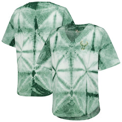 Hunter Green Milwaukee Bucks G-III 4Her by Carl Banks Women's Tournament Raglan Oversized Tie-Dye V-Neck T-Shirt | NBA