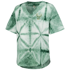 Hunter Green Milwaukee Bucks G-III 4Her by Carl Banks Women's Tournament Raglan Oversized Tie-Dye V-Neck T-Shirt | NBA