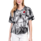Black Miami Heat G-III 4Her by Carl Banks Women's Tournament Raglan Oversized Tie-Dye V-Neck T-Shirt | NBA