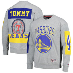 Heather Gray Golden State Warriors Tommy Jeans Hayes Crew Neck Pullover Sweatshirt sale | NBA