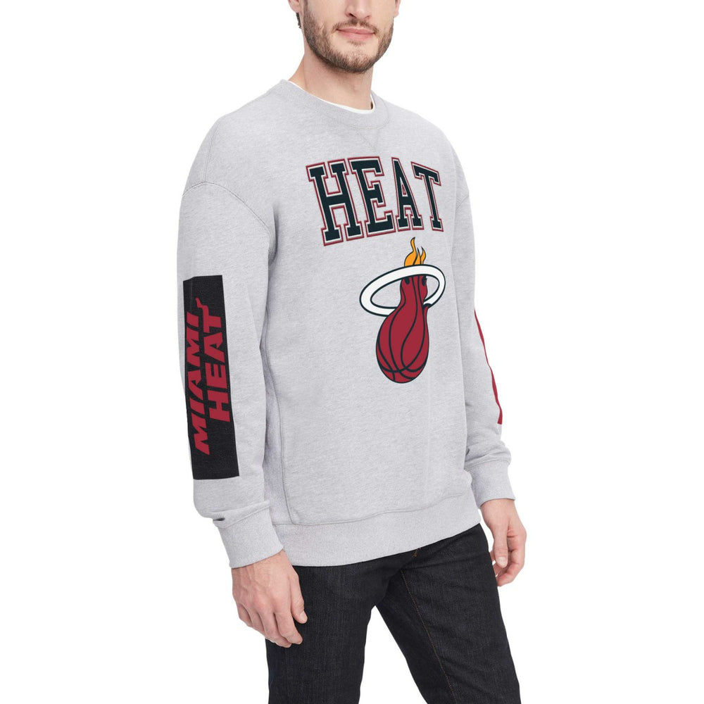 Heather Gray Miami Heat Tommy Jeans Hayes Crew Neck Pullover Sweatshirt | NBA