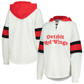 Detroit Red Wings G-III 4Her by Carl Banks Women's Goal Zone Long Sleeve Lace-Up Hoodie T-Shirt - NHL T-shirts