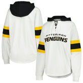Pittsburgh Penguins G-III 4Her by Carl Banks Women's Goal Zone Long Sleeve Lace-Up Hoodie T-Shirt - NHL T-shirts
