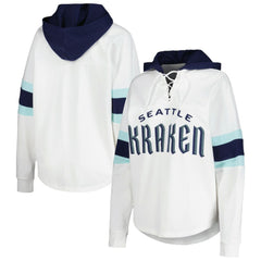 Seattle Kraken G-III 4Her by Carl Banks Women's Goal Zone Long Sleeve Lace-Up Hoodie T-Shirt - NHL T-shirts