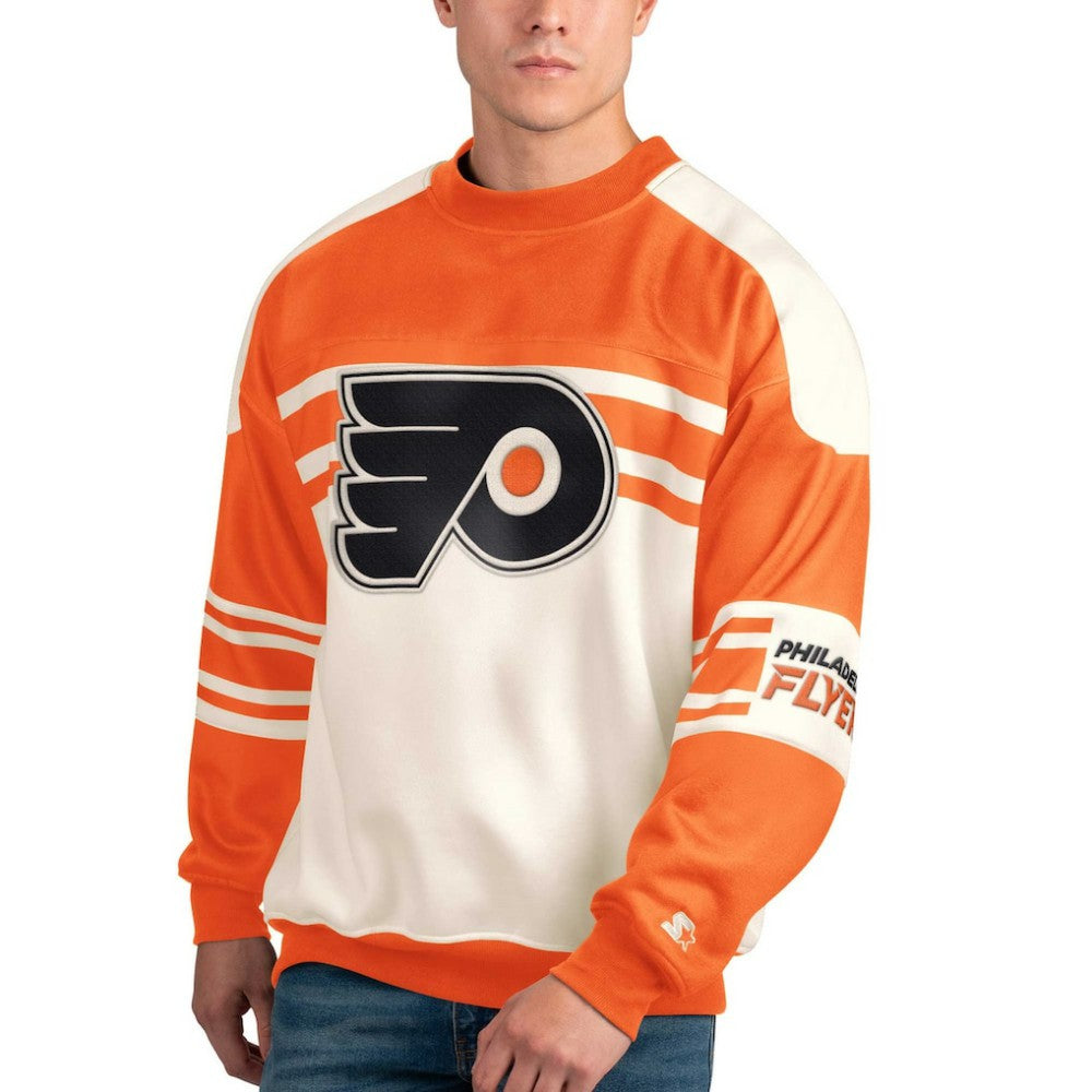 Philadelphia Flyers Starter Defense Fleece Crewneck Pullover Sweatshirt - NHL Sweatshirts