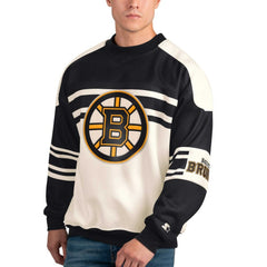 Boston Bruins Starter Defense Fleece Crewneck Pullover Sweatshirt - NHL Sweatshirts