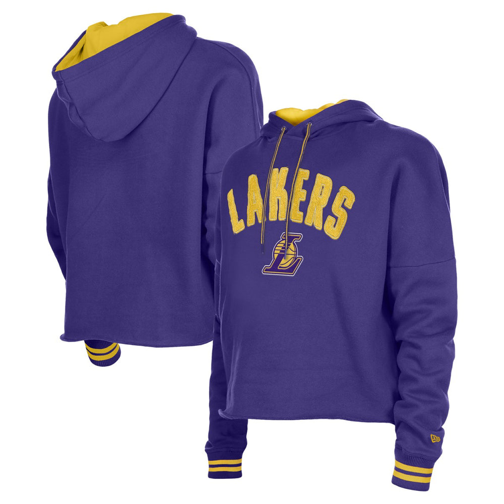 Purple Los Angeles Lakers Women's Boxy Raw Edge Pullover Hoodie | NBA