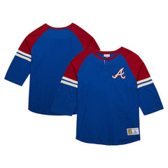 Atlanta Braves Mitchell & Ness Cooperstown Collection Legendary Raglan Slub Henley 3/4-Sleeve T-Shirt - MLB T-shirts