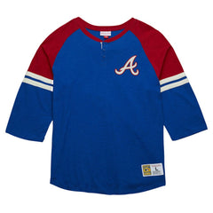 Atlanta Braves Mitchell & Ness Cooperstown Collection Legendary Raglan Slub Henley 3/4-Sleeve T-Shirt - MLB T-shirts