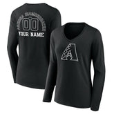 Arizona Diamondbacks Women's Monochrome Personalized Name & Number Long Sleeve V-Neck T-Shirt - MLB T-shirts