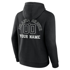 Atlanta Braves Monochrome Personalized Name & Number Pullover Hoodie - MLB Hoodies