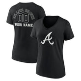 Atlanta Braves Women's Monochrome Personalized Name & Number V-Neck T-Shirt - MLB T-shirts
