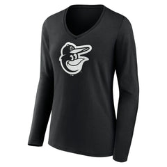 Baltimore Orioles Women's Monochrome Personalized Name & Number Long Sleeve V-Neck T-Shirt - MLB T-shirts