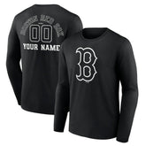 Boston Red Sox Monochrome Personalized Name & Number Long Sleeve T-Shirt - MLB T-shirts