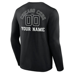 Chicago Cubs Monochrome Personalized Name & Number Long Sleeve T-Shirt - MLB T-shirts