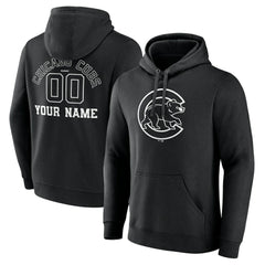 Chicago Cubs Monochrome Personalized Name & Number Pullover Hoodie - MLB Hoodies