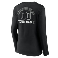 Chicago Cubs Women's Monochrome Personalized Name & Number Long Sleeve V-Neck T-Shirt - MLB T-shirts
