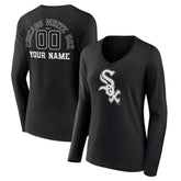 Chicago White Sox Women's Monochrome Personalized Name & Number Long Sleeve V-Neck T-Shirt - MLB T-shirts