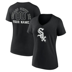 Chicago White Sox Women's Monochrome Personalized Name & Number V-Neck T-Shirt - MLB T-shirts