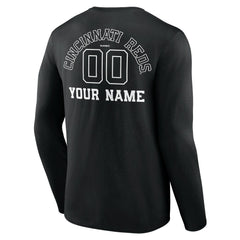 Cincinnati Reds Monochrome Personalized Name & Number Long Sleeve T-Shirt - MLB T-shirts