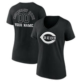 Cincinnati Reds Women's Monochrome Personalized Name & Number V-Neck T-Shirt - MLB T-shirts